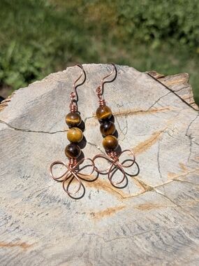 Tiger's Eye Earrings, Gemstone Jewelry, Handmade, Stone Of Protection,